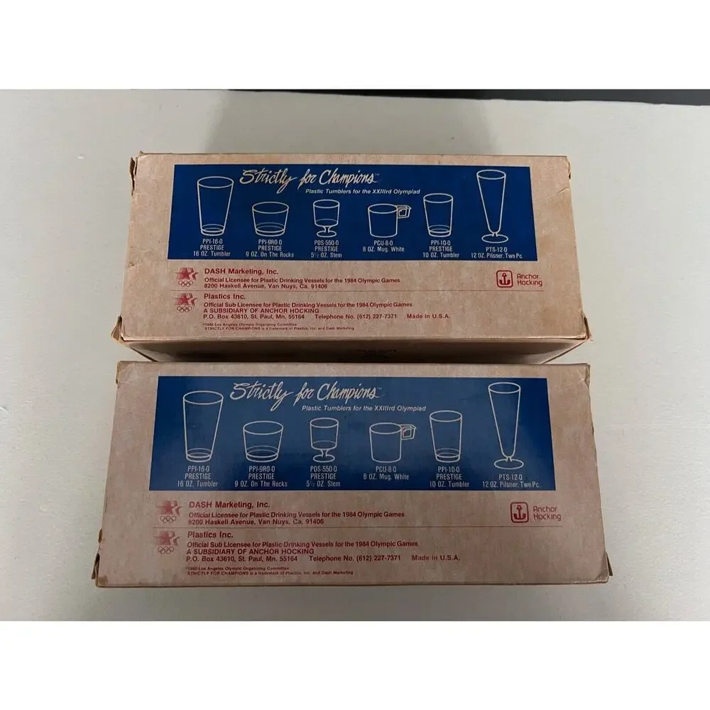 1984 OLYMPIC XXXIII PLASTIC Tumblers CUPS LOS ANGELES LA TWO BOXES, 15 CUPS, 9oz